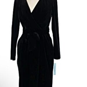 Antonio Melani Size 2 Elegant Black Velvet Wrap Dress